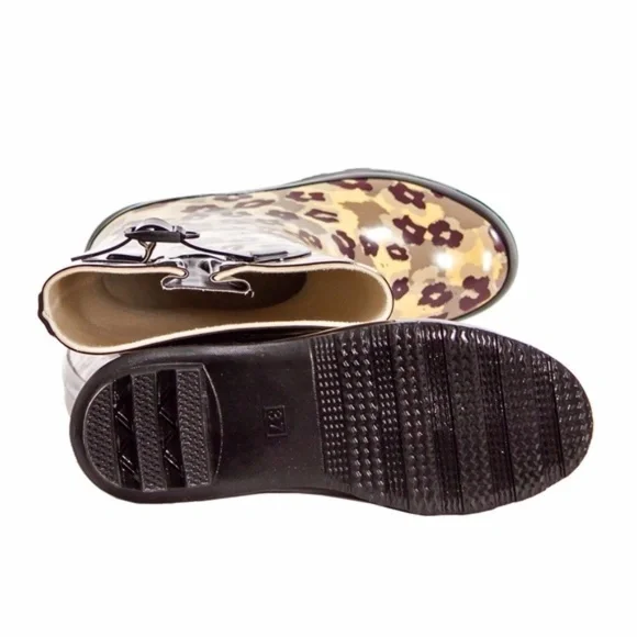 Women Rubber Rain Boots, Animal Camo Design Rainboots - Picture 4 of 4